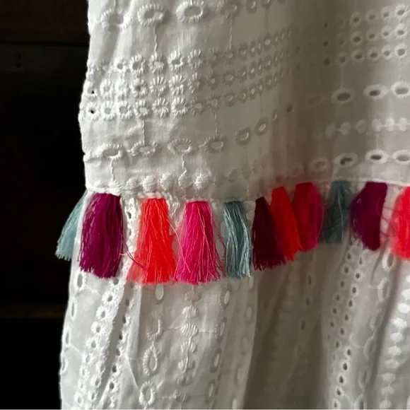 Andree Sz 1X white Tassel Shirt Boho - Picture 2 of 6